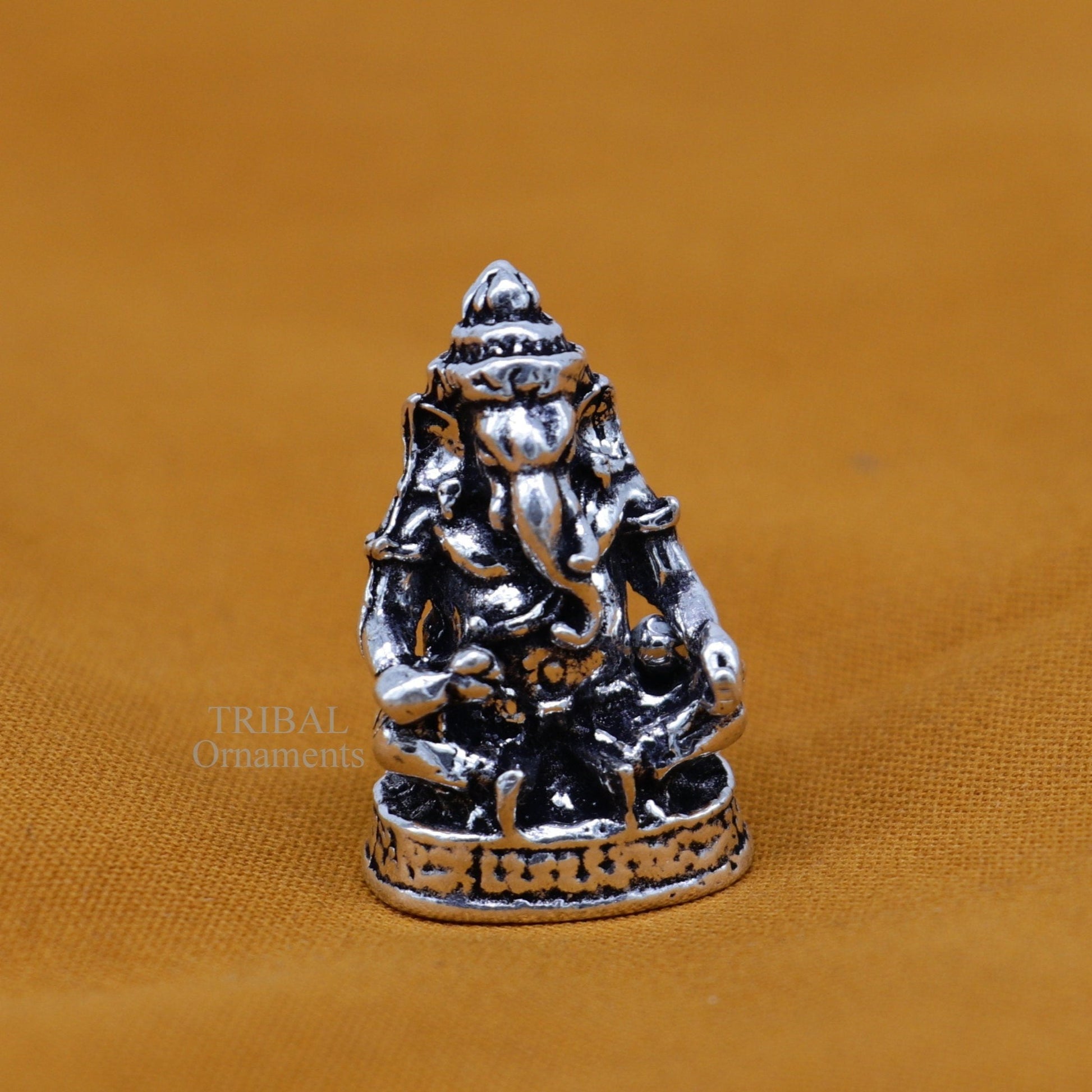 925 Sterling silver Lord Ganesh Idol small Aasan mudra style statue Figurine, handcrafted Lord Ganesh statue sculpture puja article art506 - TRIBAL ORNAMENTS