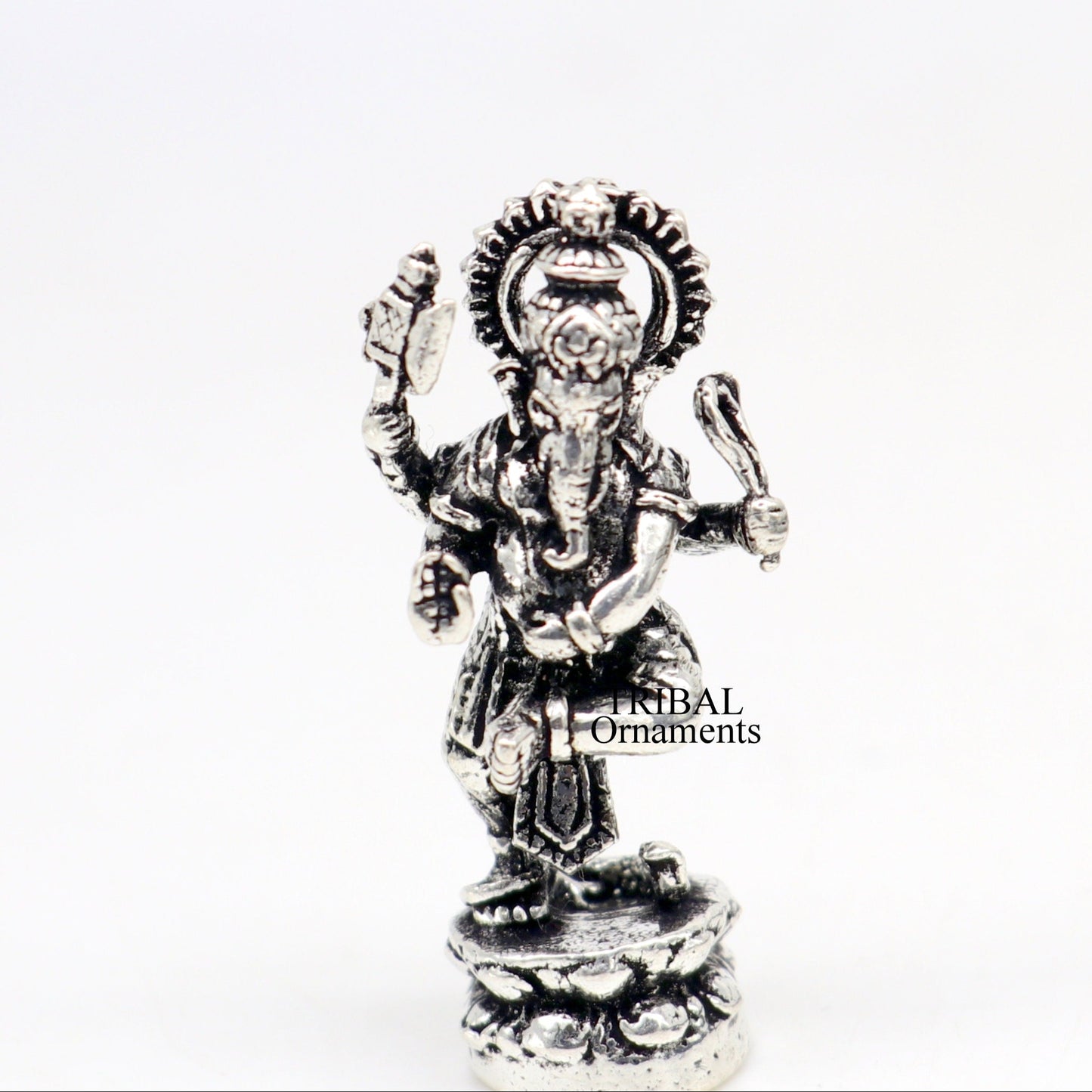 925 Sterling silver Lord Ganesh Idol small dancing style statue Figurine, handcrafted Lord Ganesh statue sculpture Diwali puja gift art505 - TRIBAL ORNAMENTS