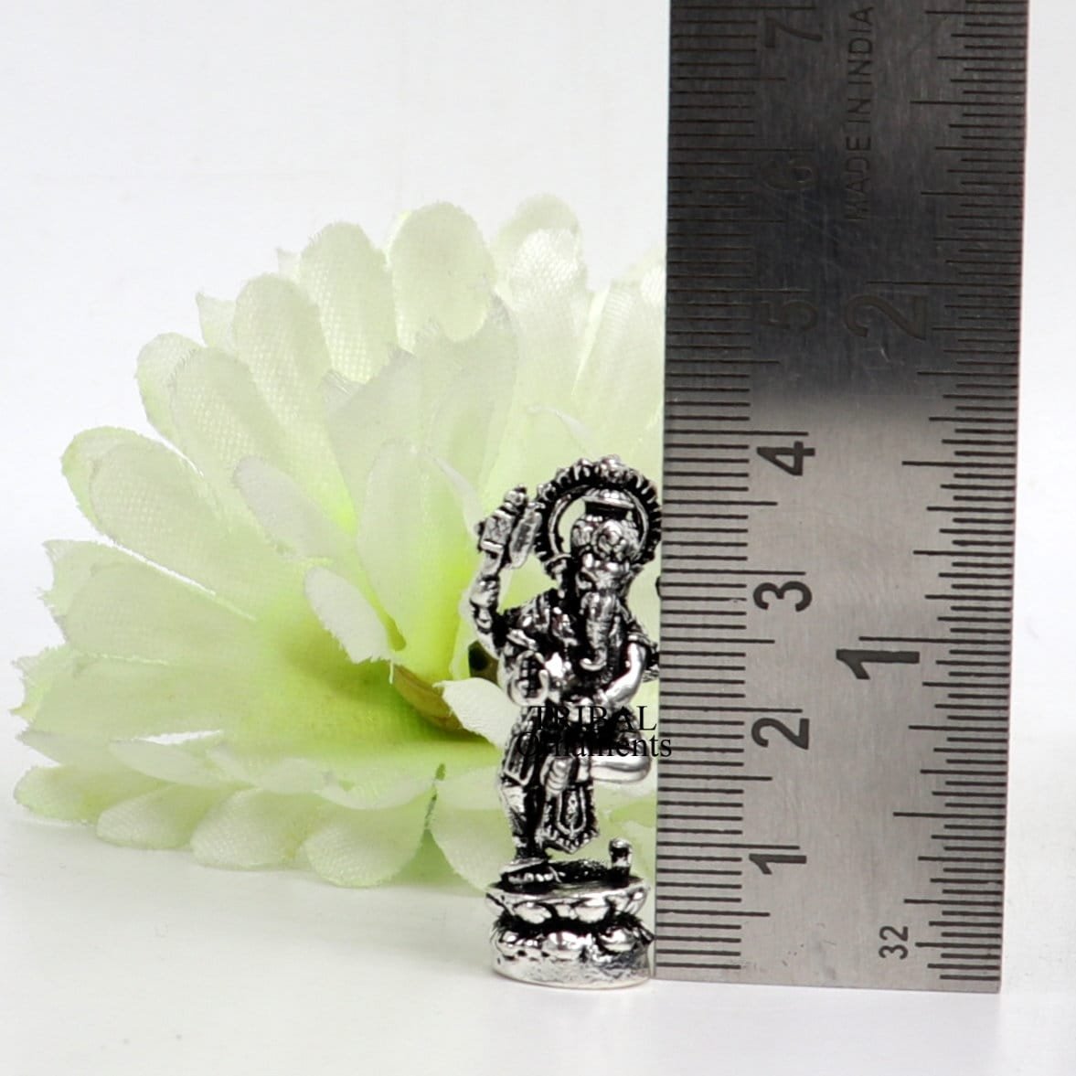 925 Sterling silver Lord Ganesh Idol small dancing style statue Figurine, handcrafted Lord Ganesh statue sculpture Diwali puja gift art505 - TRIBAL ORNAMENTS