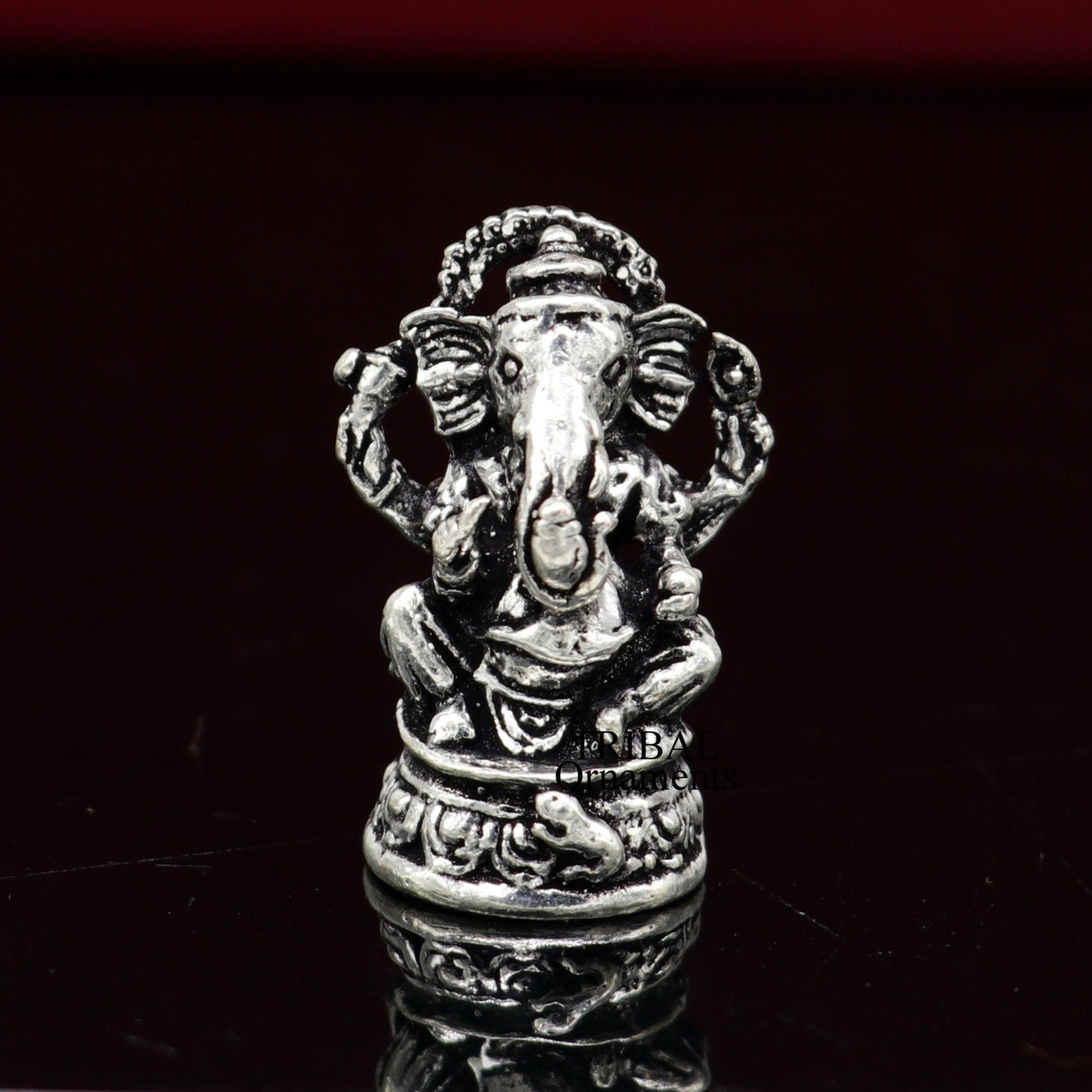 925 Sterling silver Lord Ganesh Idol small statue Figurine, handcrafted Lord Ganesh statue sculpture Diwali puja gift art503 - TRIBAL ORNAMENTS