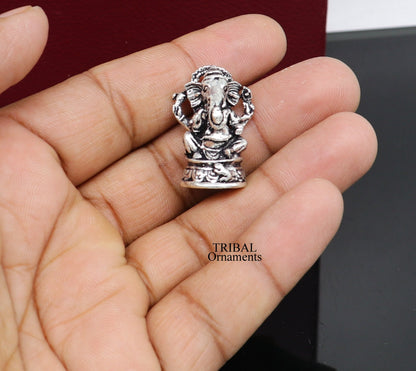 925 Sterling silver Lord Ganesh Idol small statue Figurine, handcrafted Lord Ganesh statue sculpture Diwali puja gift art503 - TRIBAL ORNAMENTS