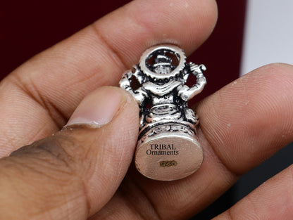 925 Sterling silver Lord Ganesh Idol small statue Figurine, handcrafted Lord Ganesh statue sculpture Diwali puja gift art503 - TRIBAL ORNAMENTS