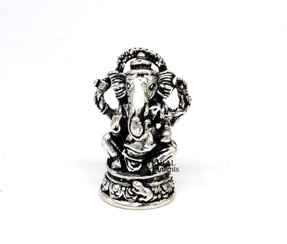 925 Sterling silver Lord Ganesh Idol small statue Figurine, handcrafted Lord Ganesh statue sculpture Diwali puja gift art503 - TRIBAL ORNAMENTS