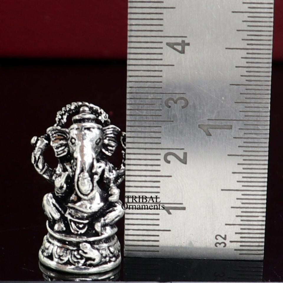 925 Sterling silver Lord Ganesh Idol small statue Figurine, handcrafted Lord Ganesh statue sculpture Diwali puja gift art503 - TRIBAL ORNAMENTS