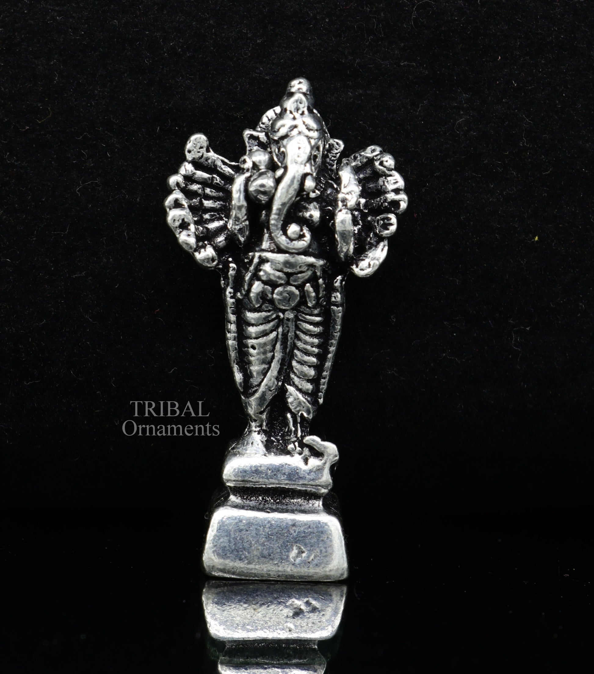 925 Sterling silver Lord Ganesh Idol small style statue Figurine, handcrafted Lord Ganesh statue sculpture Diwali puja gift art507 - TRIBAL ORNAMENTS