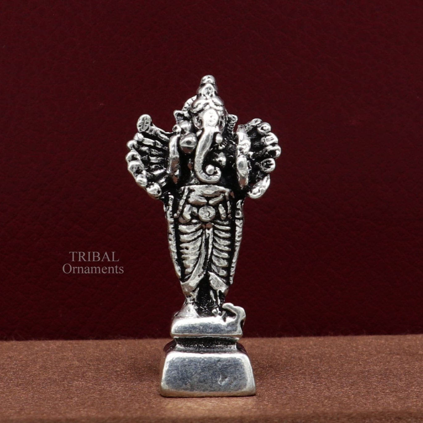925 Sterling silver Lord Ganesh Idol small style statue Figurine, handcrafted Lord Ganesh statue sculpture Diwali puja gift art507 - TRIBAL ORNAMENTS