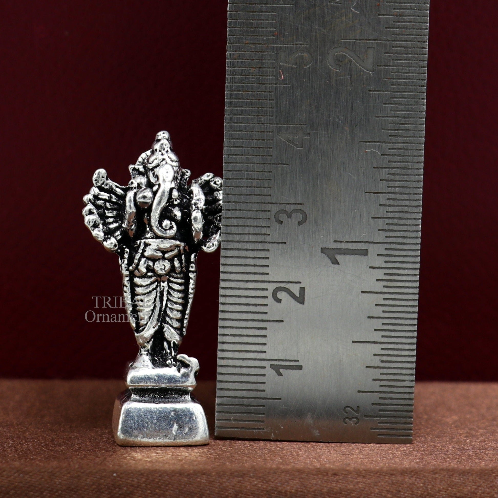925 Sterling silver Lord Ganesh Idol small style statue Figurine, handcrafted Lord Ganesh statue sculpture Diwali puja gift art507 - TRIBAL ORNAMENTS
