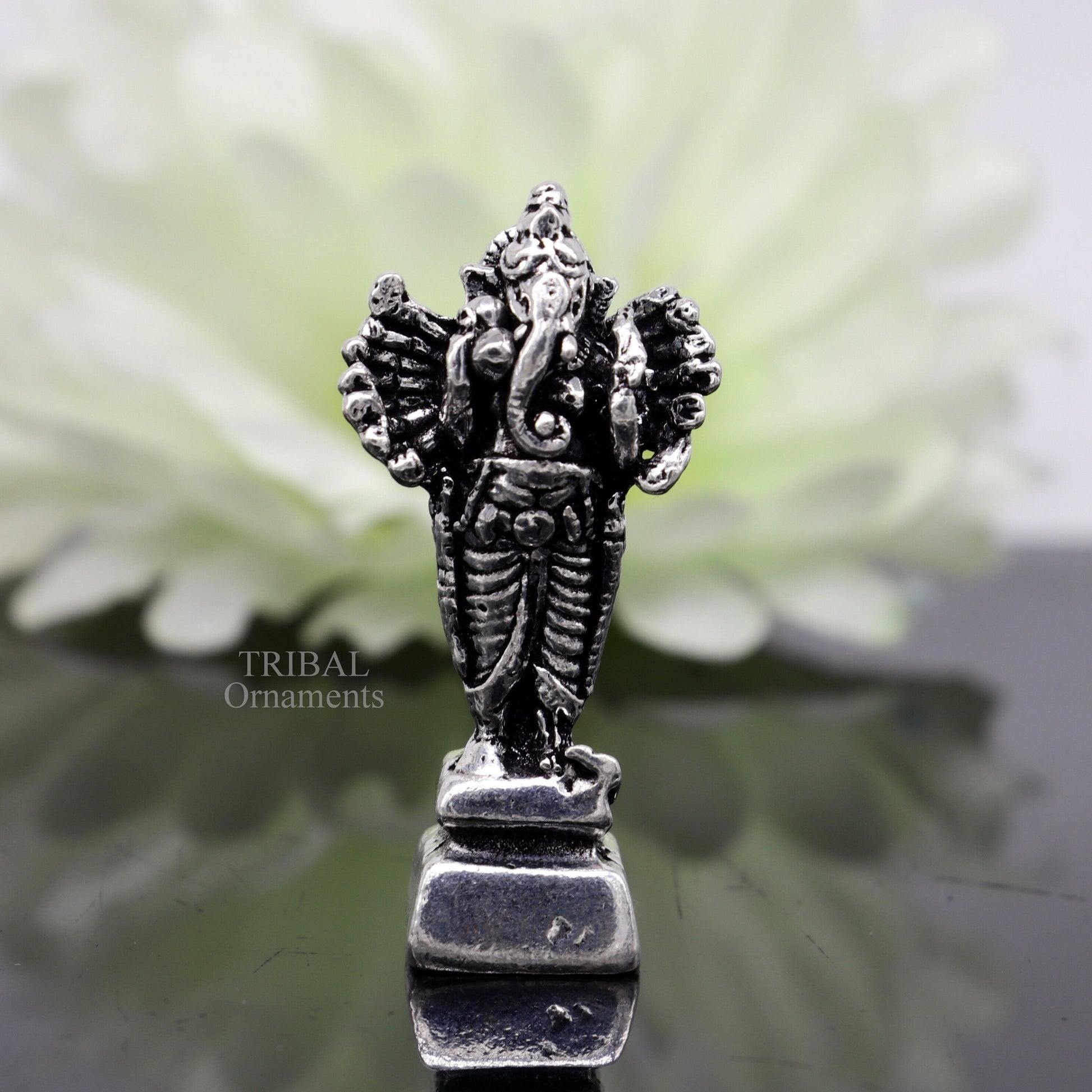 925 Sterling silver Lord Ganesh Idol small style statue Figurine, handcrafted Lord Ganesh statue sculpture Diwali puja gift art507 - TRIBAL ORNAMENTS