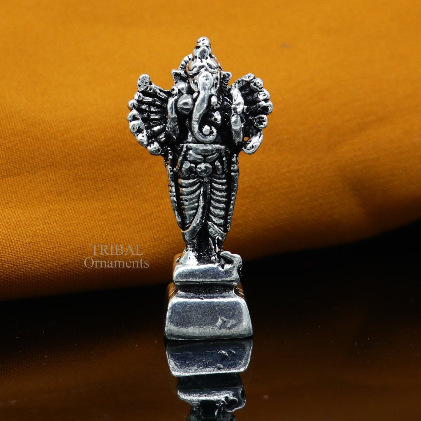 925 Sterling silver Lord Ganesh Idol small style statue Figurine, handcrafted Lord Ganesh statue sculpture Diwali puja gift art507 - TRIBAL ORNAMENTS