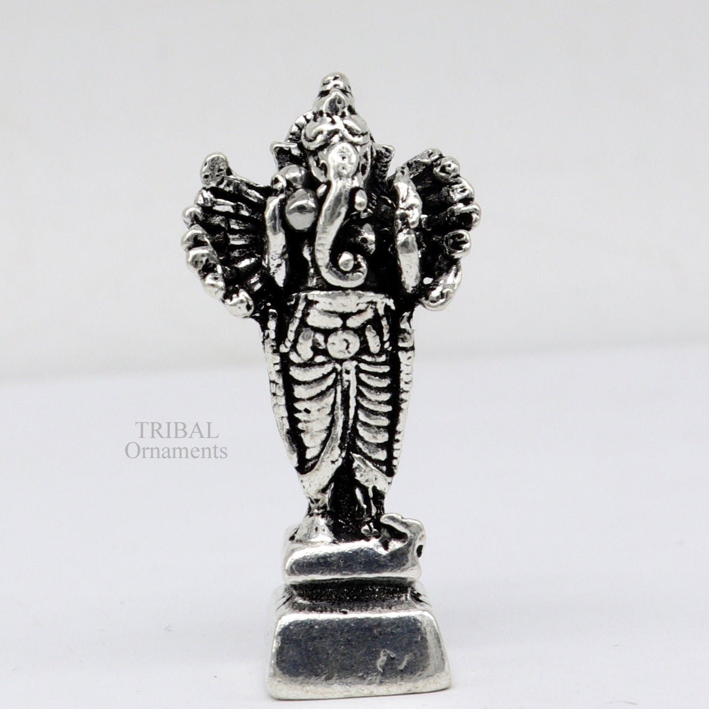 925 Sterling silver Lord Ganesh Idol small style statue Figurine, handcrafted Lord Ganesh statue sculpture Diwali puja gift art507 - TRIBAL ORNAMENTS