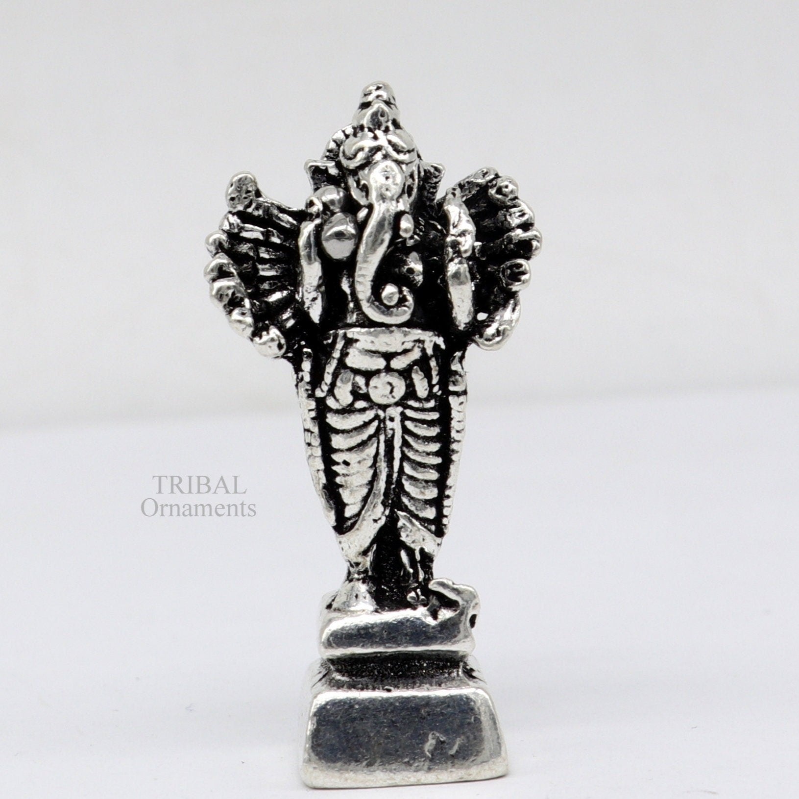 925 Sterling silver Lord Ganesh Idol small style statue Figurine, handcrafted Lord Ganesh statue sculpture Diwali puja gift art507 - TRIBAL ORNAMENTS