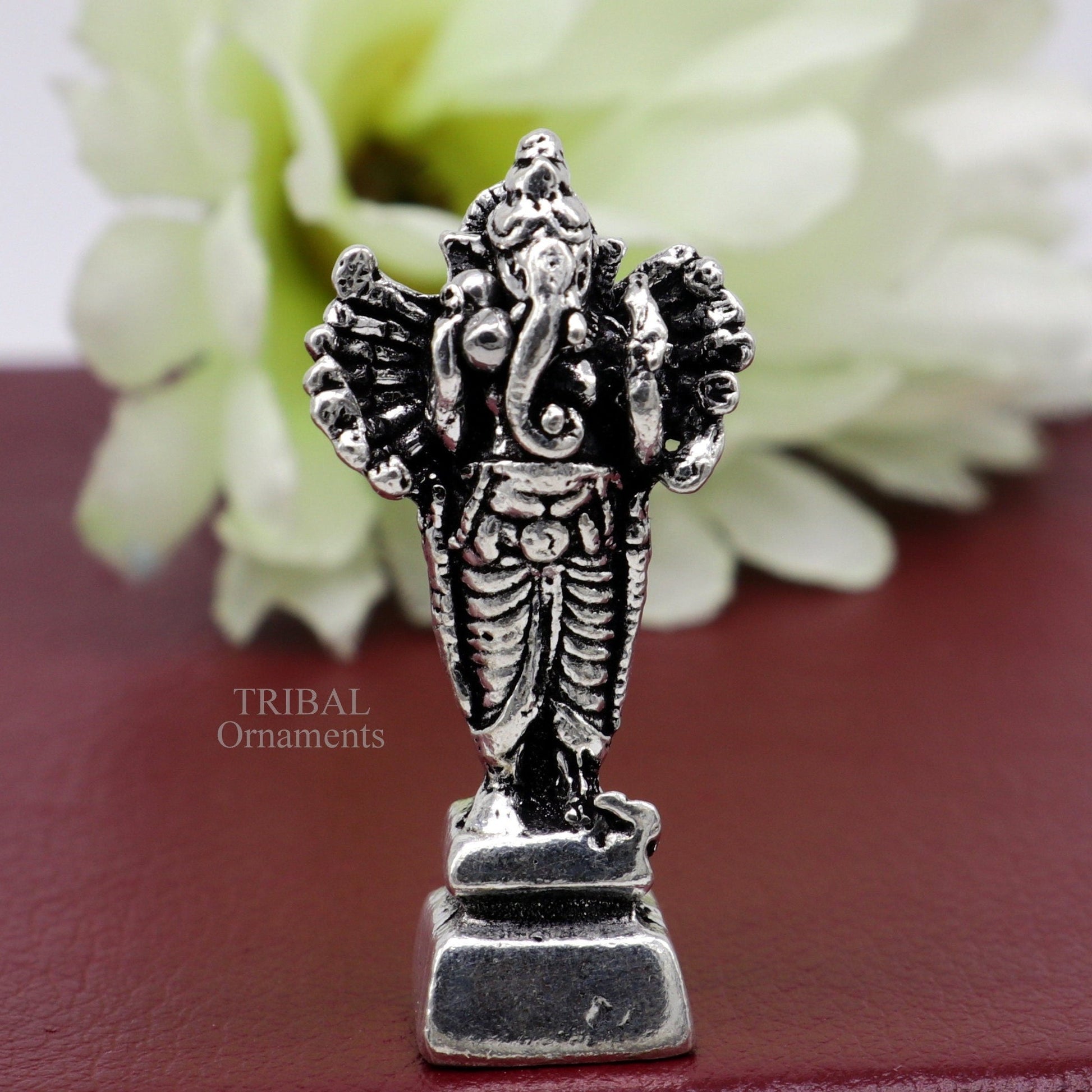 925 Sterling silver Lord Ganesh Idol small style statue Figurine, handcrafted Lord Ganesh statue sculpture Diwali puja gift art507 - TRIBAL ORNAMENTS