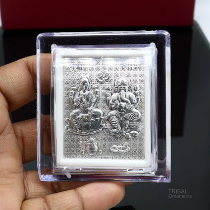 925 sterling silver lord ganesha and saraswati frame, best puja article, low price puja article wedding return gif frm7 - TRIBAL ORNAMENTS