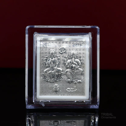 925 sterling silver lord ganesha and saraswati frame, best puja article, low price puja article wedding return gif frm7 - TRIBAL ORNAMENTS
