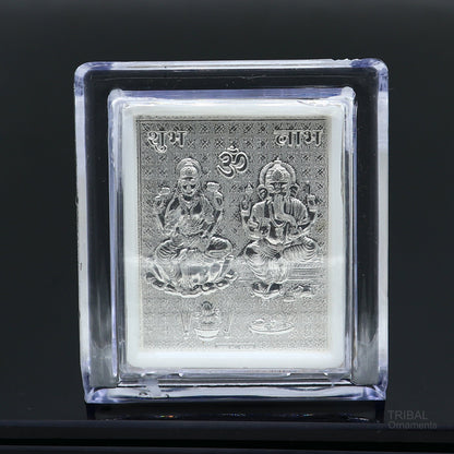 925 sterling silver lord ganesha and saraswati frame, best puja article, low price puja article wedding return gif frm7 - TRIBAL ORNAMENTS