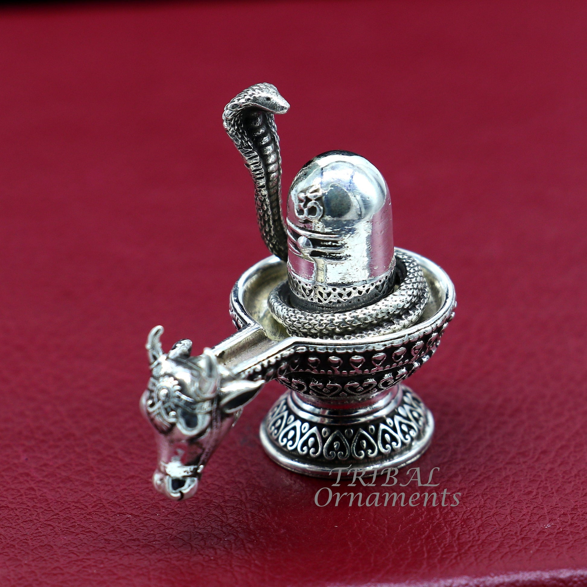 925 sterling silver lord Shiva lingam Jalheri, Divine Shiva lingam at home temple puja worshipping article from India su994 - TRIBAL ORNAMENTS