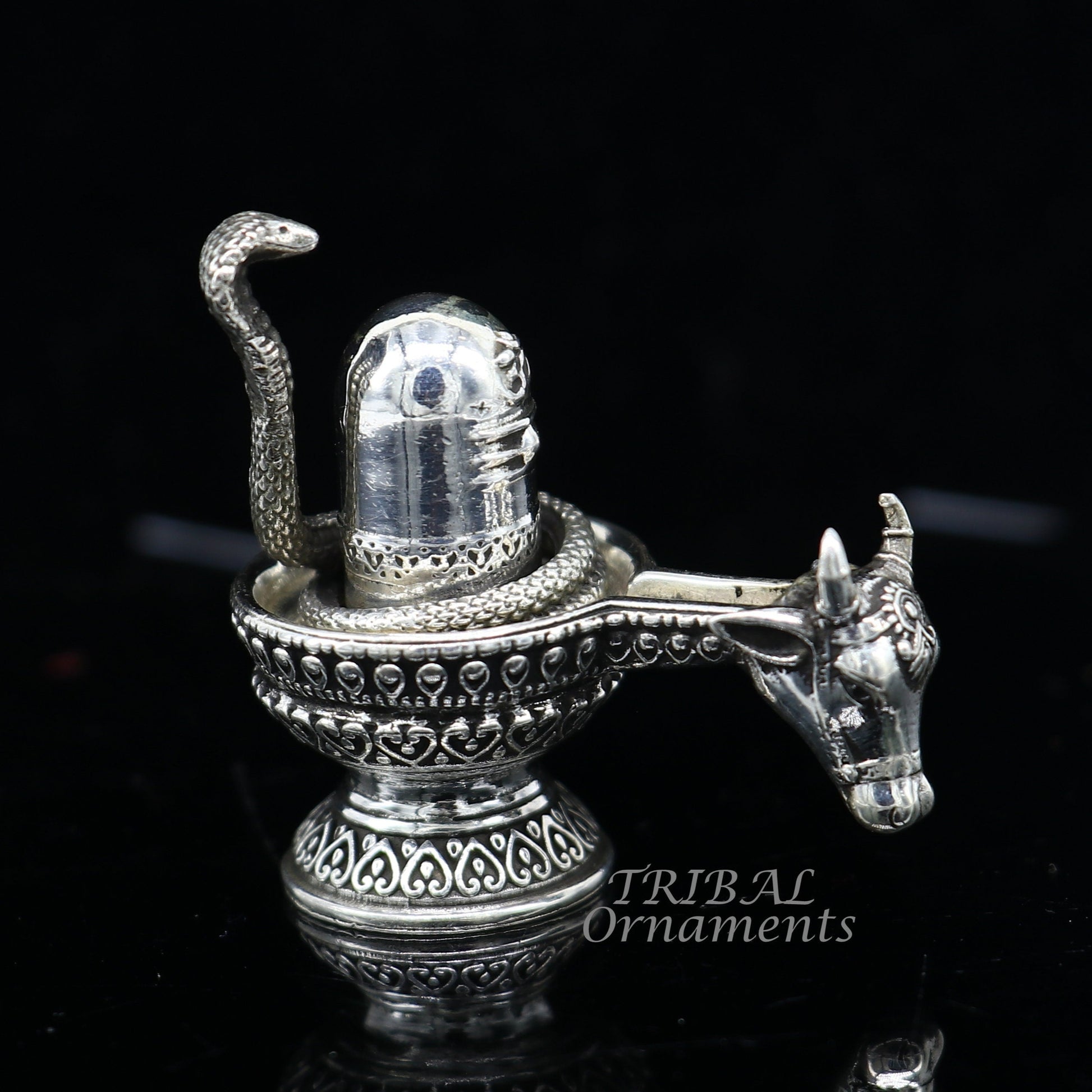 925 sterling silver lord Shiva lingam Jalheri, Divine Shiva lingam at home temple puja worshipping article from India su994 - TRIBAL ORNAMENTS