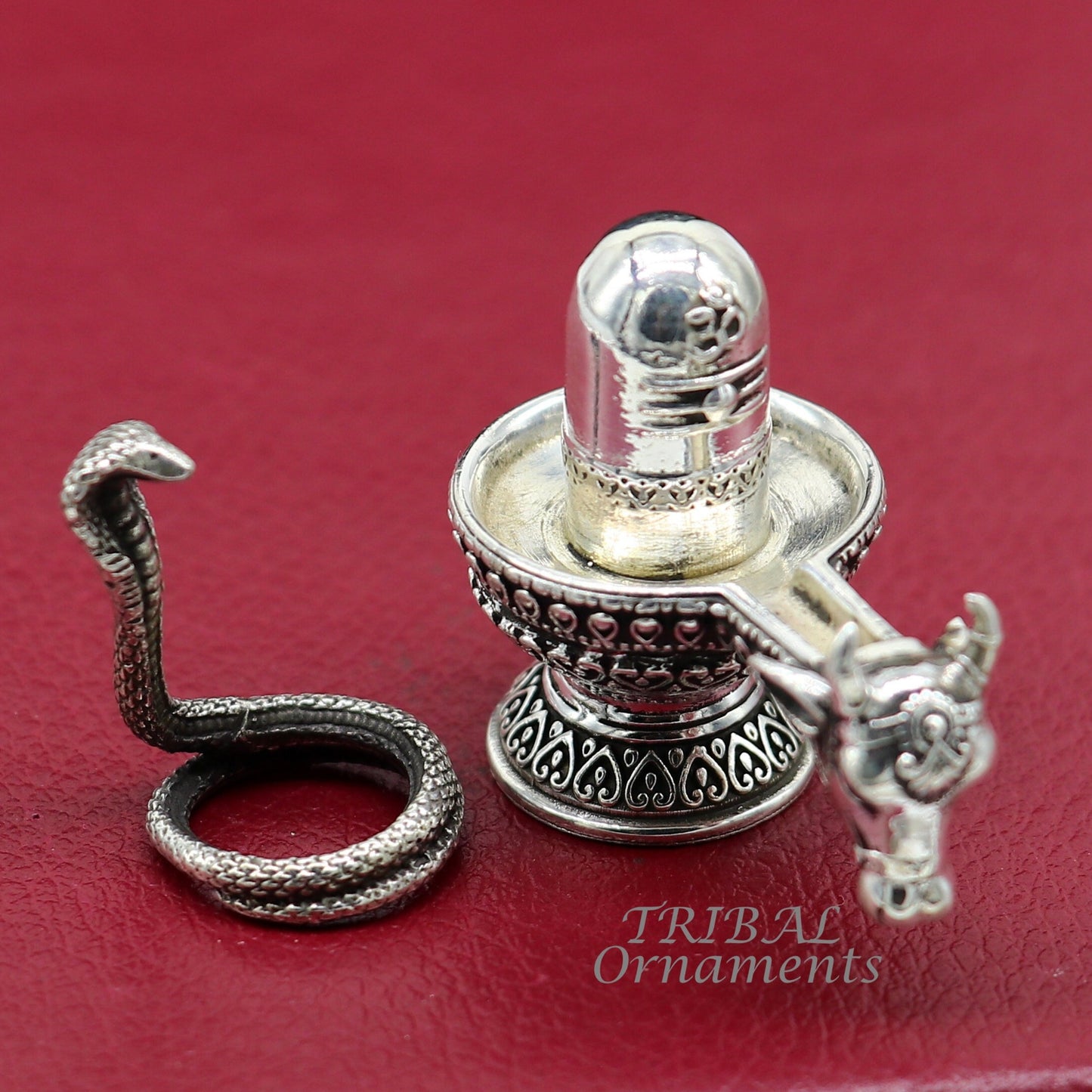 925 sterling silver lord Shiva lingam Jalheri, Divine Shiva lingam at home temple puja worshipping article from India su994 - TRIBAL ORNAMENTS