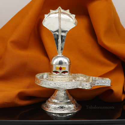 925 fine solid sterling silver lord Shiva lingam stand/jalheri, use for put/hold Shiva lingam in home temple, awesome handmade article su456 - TRIBAL ORNAMENTS