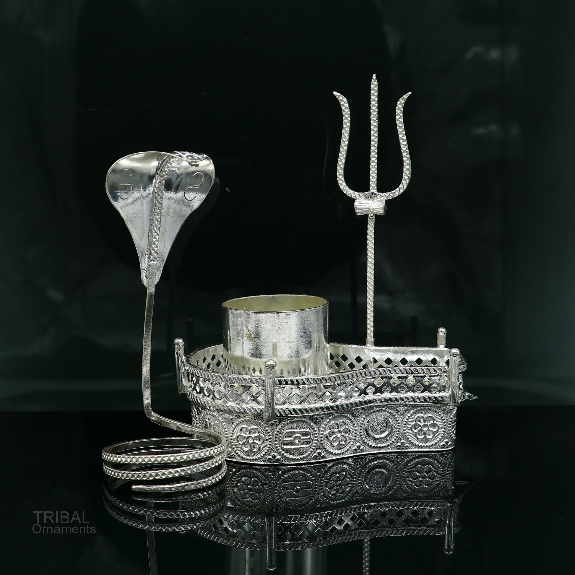 925 sterling silver lord shiva Mahakal lingam stand/jalheri, use for put/hold shiva lingam for puja, divine shiva puja articles  su604 - TRIBAL ORNAMENTS