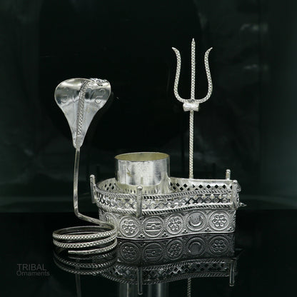 925 sterling silver lord shiva Mahakal lingam stand/jalheri, use for put/hold shiva lingam for puja, divine shiva puja articles  su604 - TRIBAL ORNAMENTS