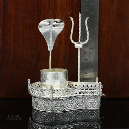 925 sterling silver lord shiva Mahakal lingam stand/jalheri, use for put/hold shiva lingam for puja, divine shiva puja articles  su604 - TRIBAL ORNAMENTS