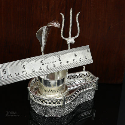 925 sterling silver lord shiva Mahakal lingam stand/jalheri, use for put/hold shiva lingam for puja, divine shiva puja articles  su604 - TRIBAL ORNAMENTS