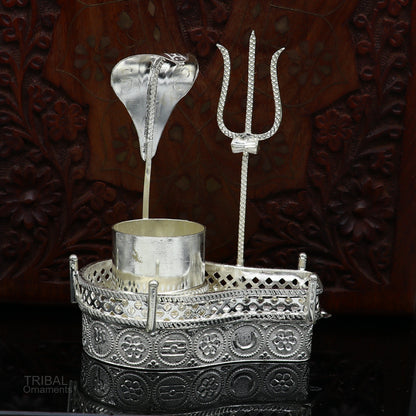 925 sterling silver lord shiva Mahakal lingam stand/jalheri, use for put/hold shiva lingam for puja, divine shiva puja articles  su604 - TRIBAL ORNAMENTS