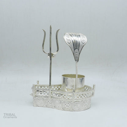 925 sterling silver lord shiva Mahakal lingam stand/jalheri, use for put/hold shiva lingam for puja, divine shiva puja articles  su604 - TRIBAL ORNAMENTS