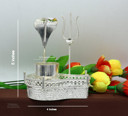 925 sterling silver lord shiva Mahakal lingam stand/jalheri, use for put/hold shiva lingam for puja, divine shiva puja articles  su604 - TRIBAL ORNAMENTS