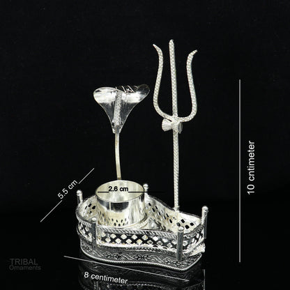 925 sterling silver Lord Shiva Mahakal lingam stand for puja, decorative divine Shiva puja article by Tribal Ornaments