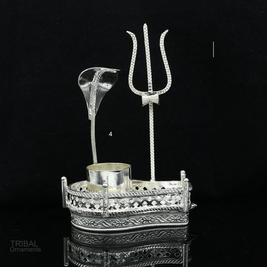 925 sterling silver lord shiva Mahakal lingam stand/jalheri, use for put/hold shiva lingam for puja, divine shiva puja articles  su605 - TRIBAL ORNAMENTS