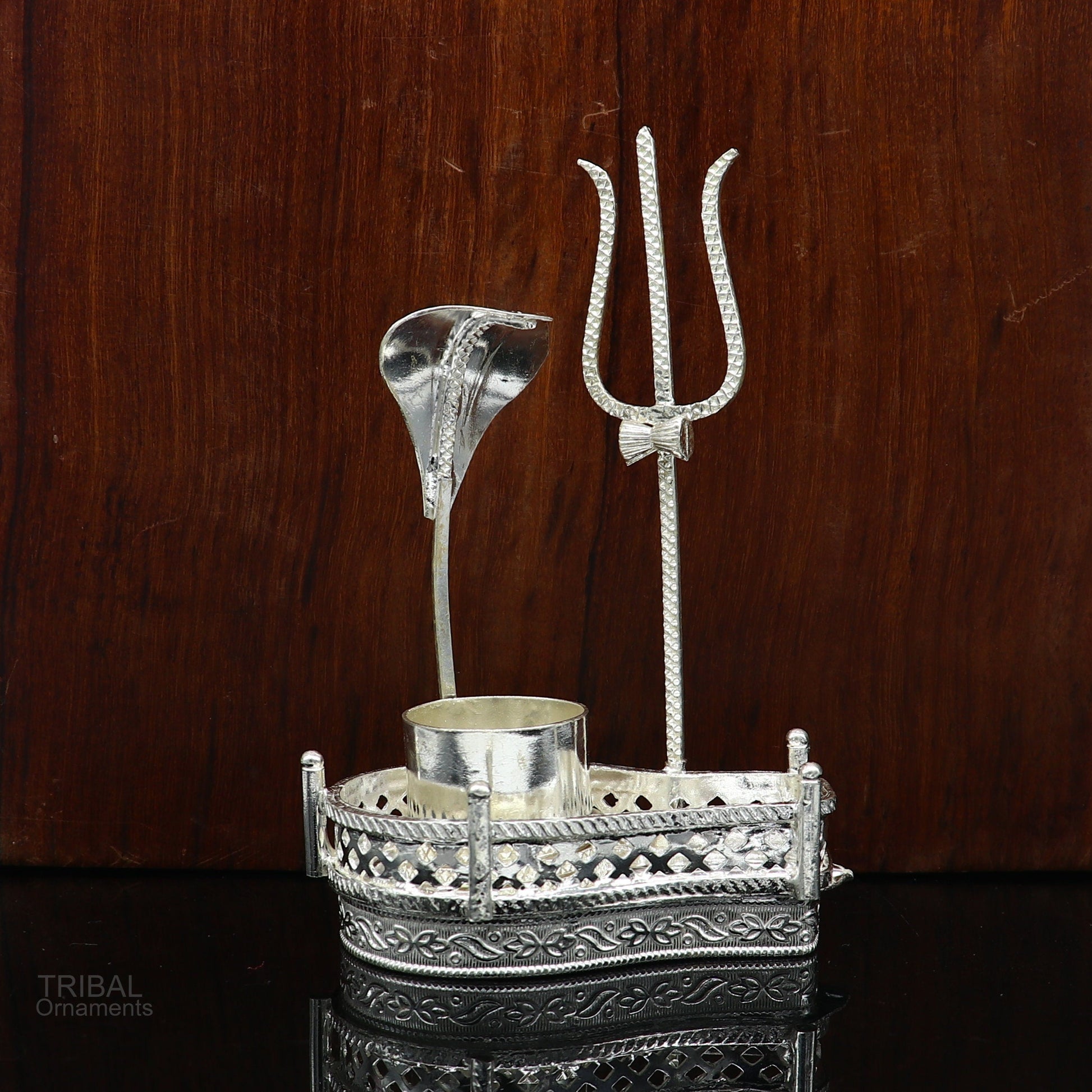 925 sterling silver lord shiva Mahakal lingam stand/jalheri, use for put/hold shiva lingam for puja, divine shiva puja articles  su605 - TRIBAL ORNAMENTS