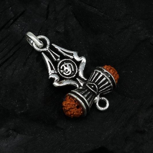 925 sterling silver lord shiva trident pendant, amazing customized Rudraksha trishul tribal belly dance personalized jewelry ssp322 - TRIBAL ORNAMENTS
