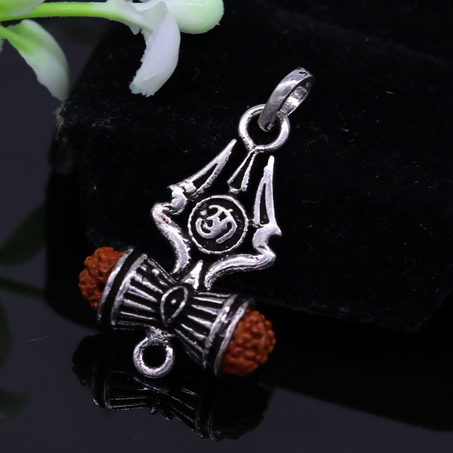 925 sterling silver lord shiva trident pendant, amazing customized Rudraksha trishul tribal belly dance personalized jewelry ssp322 - TRIBAL ORNAMENTS