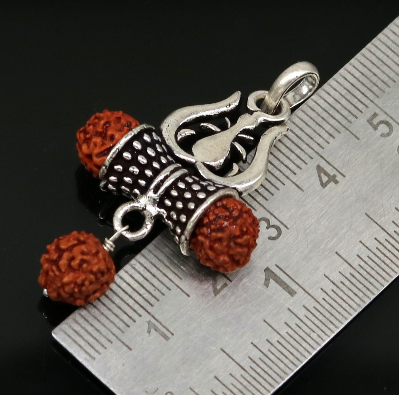 925 sterling silver handmade Lord shiva trident shape rudraksha beads pendant, excellent customized trishul pendant for unisex ssp317 - TRIBAL ORNAMENTS