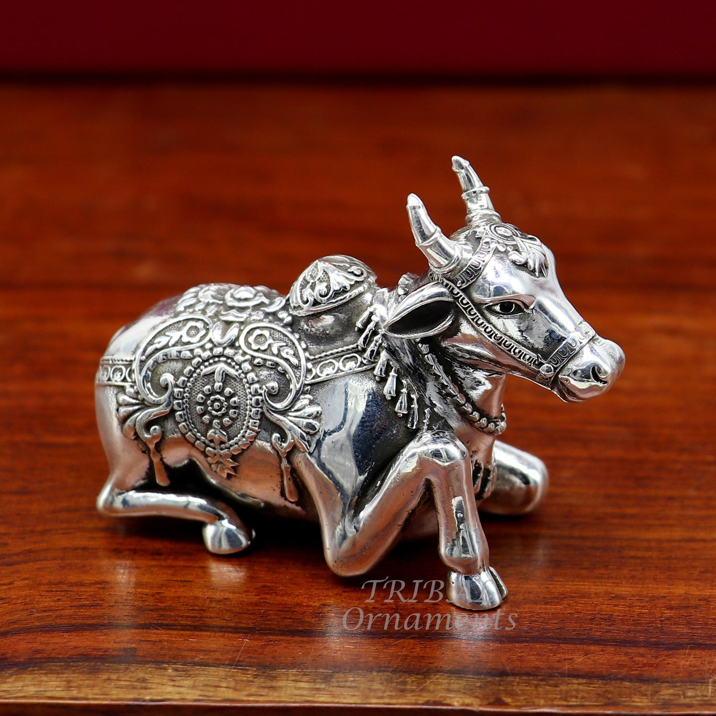 925 Sterling silver Lord Shiva Vahan Nandi Maharaj handmade small article for puja, best gift for lord Shiva, divine Nandi statue Art621 - TRIBAL ORNAMENTS