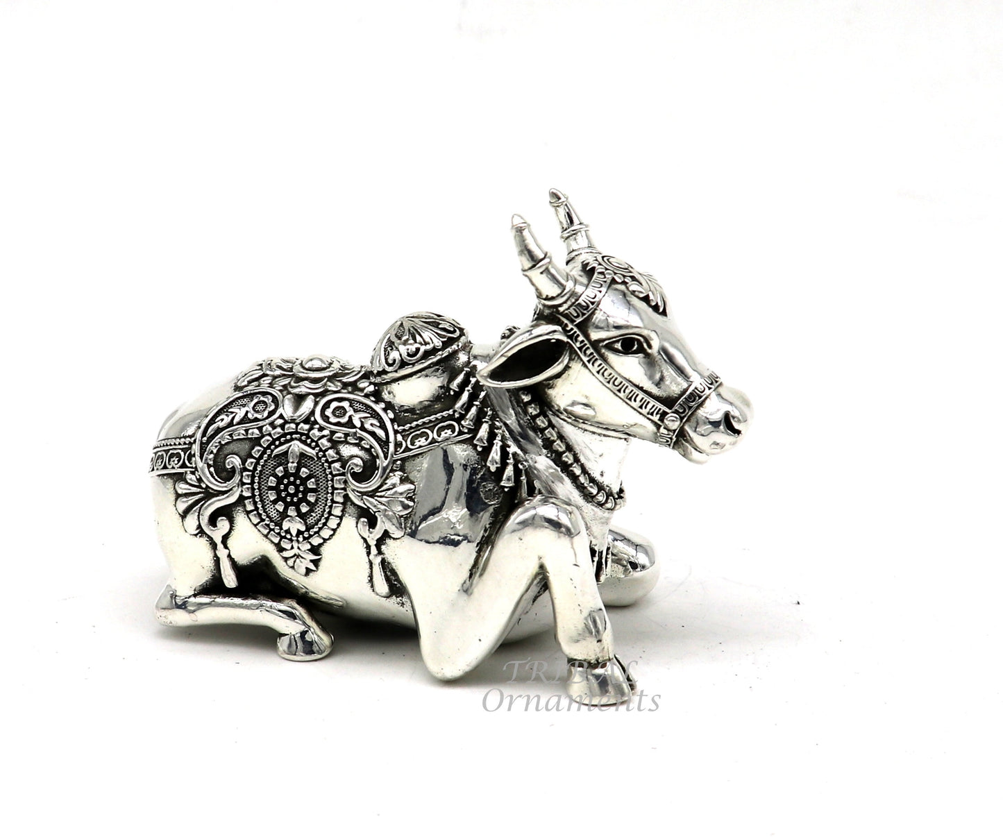 925 Sterling silver Lord Shiva Vahan Nandi Maharaj handmade small article for puja, best gift for lord Shiva, divine Nandi statue su998 - TRIBAL ORNAMENTS