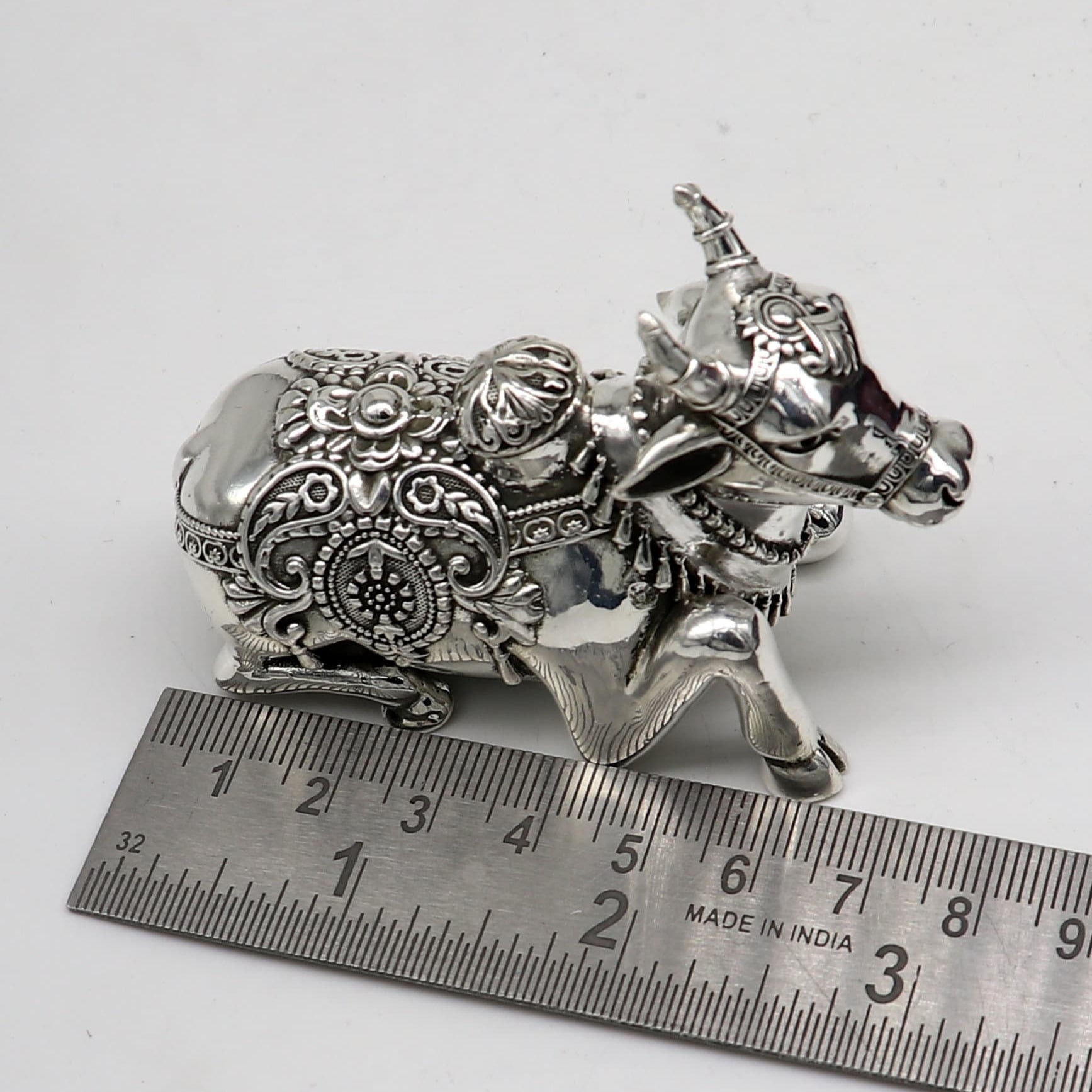 925 Sterling silver Lord Shiva Vahan Nandi Maharaj handmade small article for puja, best gift for lord Shiva, divine Nandi statue su998 - TRIBAL ORNAMENTS