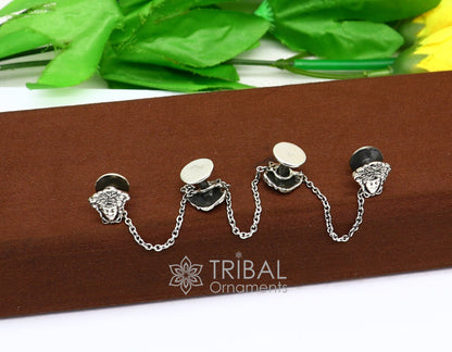 925 Sterling Silver medusa face design set of 4 kurta Buttons for Fashion Perfection, silver cufflinks, cultural trendy jewelry btn37 - TRIBAL ORNAMENTS