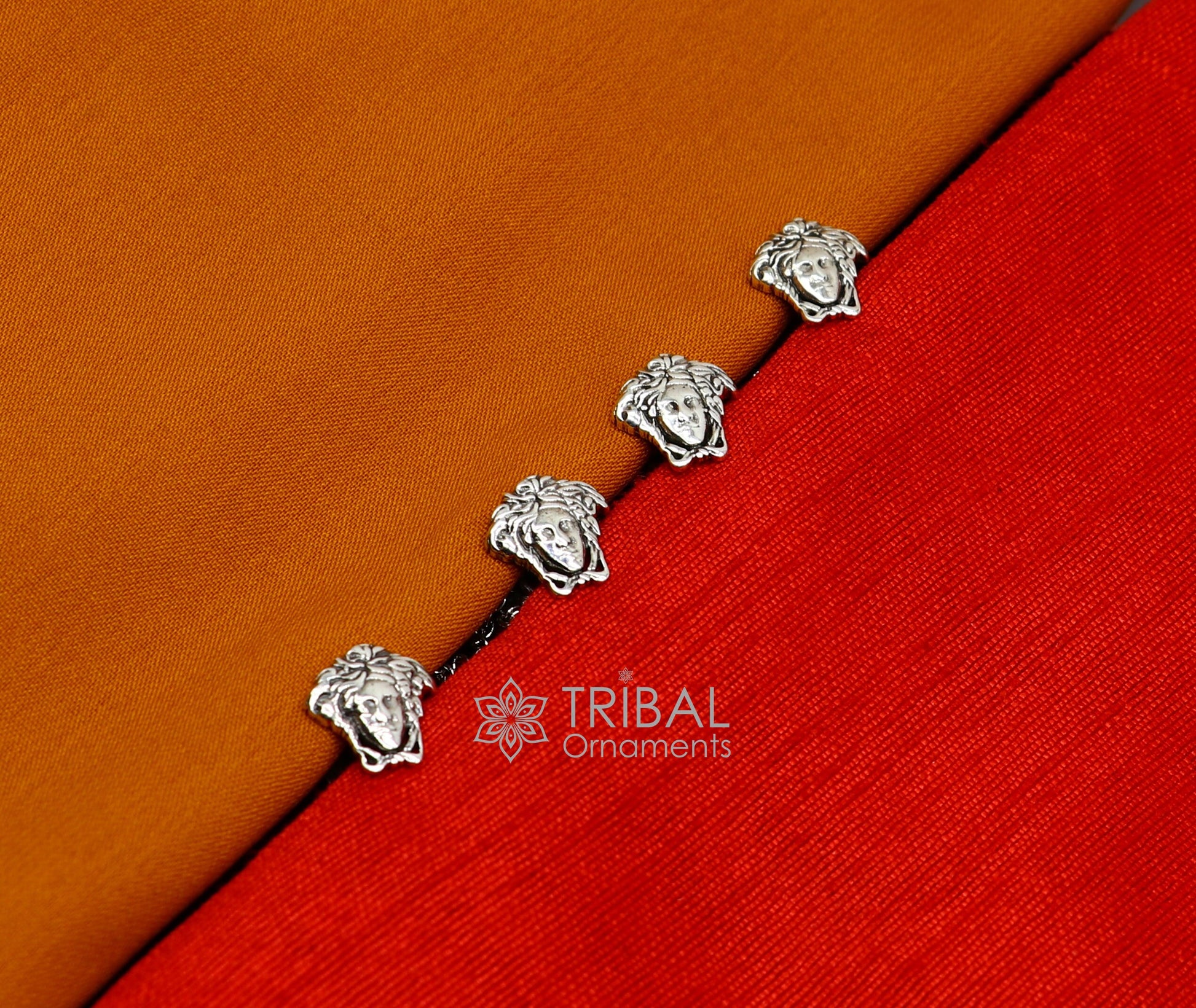 925 Sterling Silver medusa face design set of 4 kurta Buttons for Fashion Perfection, silver cufflinks, cultural trendy jewelry btn37 - TRIBAL ORNAMENTS
