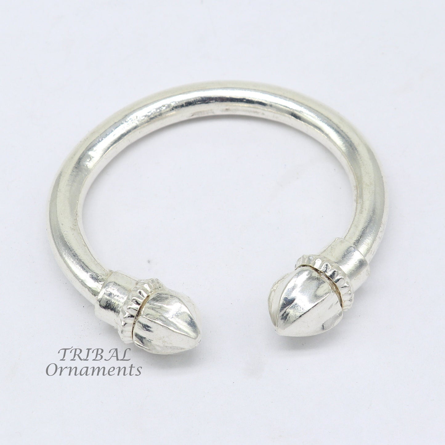 925 sterling silver men's plain bangle bracelet adjustable kada solid tribal design bangle gifting kada nsk569 - TRIBAL ORNAMENTS