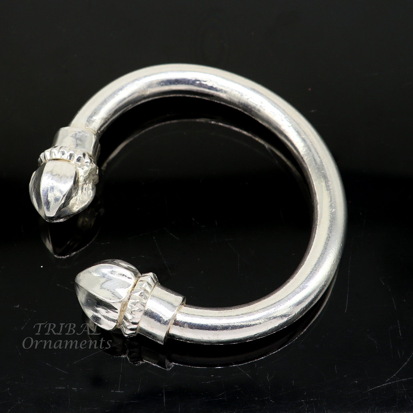 925 sterling silver men's plain bangle bracelet adjustable kada solid tribal design bangle gifting kada nsk569 - TRIBAL ORNAMENTS