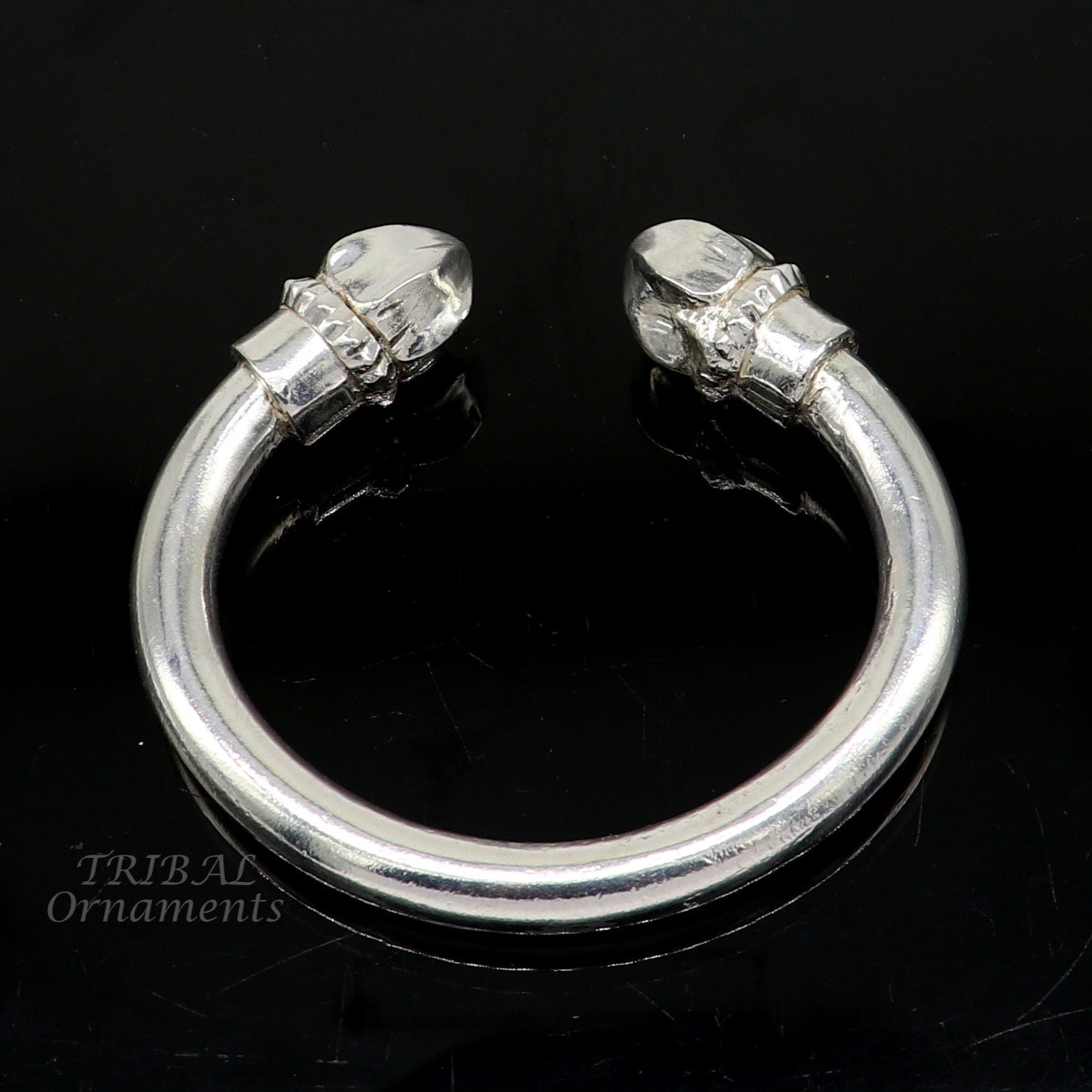 925 sterling silver men's plain bangle bracelet adjustable kada solid tribal design bangle gifting kada nsk569 - TRIBAL ORNAMENTS