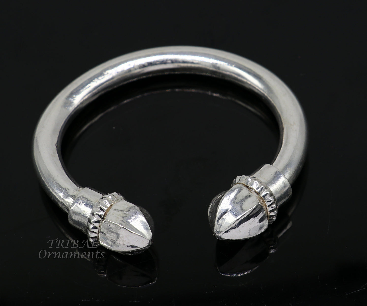 925 sterling silver men's plain bangle bracelet adjustable kada solid tribal design bangle gifting kada nsk569 - TRIBAL ORNAMENTS