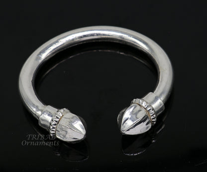 925 sterling silver men's plain bangle bracelet adjustable kada solid tribal design bangle gifting kada nsk569 - TRIBAL ORNAMENTS