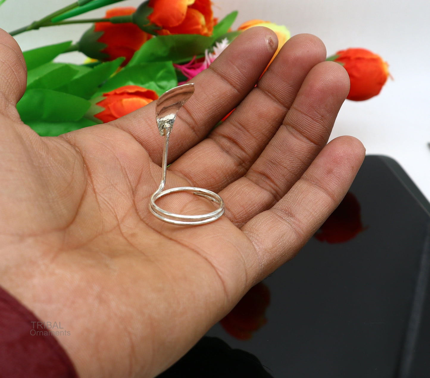 Solid sterling silver handmade fabulous vintage antique mini snake or shiva snake for puja or worshipping, solid Diwali puja article su603 - TRIBAL ORNAMENTS