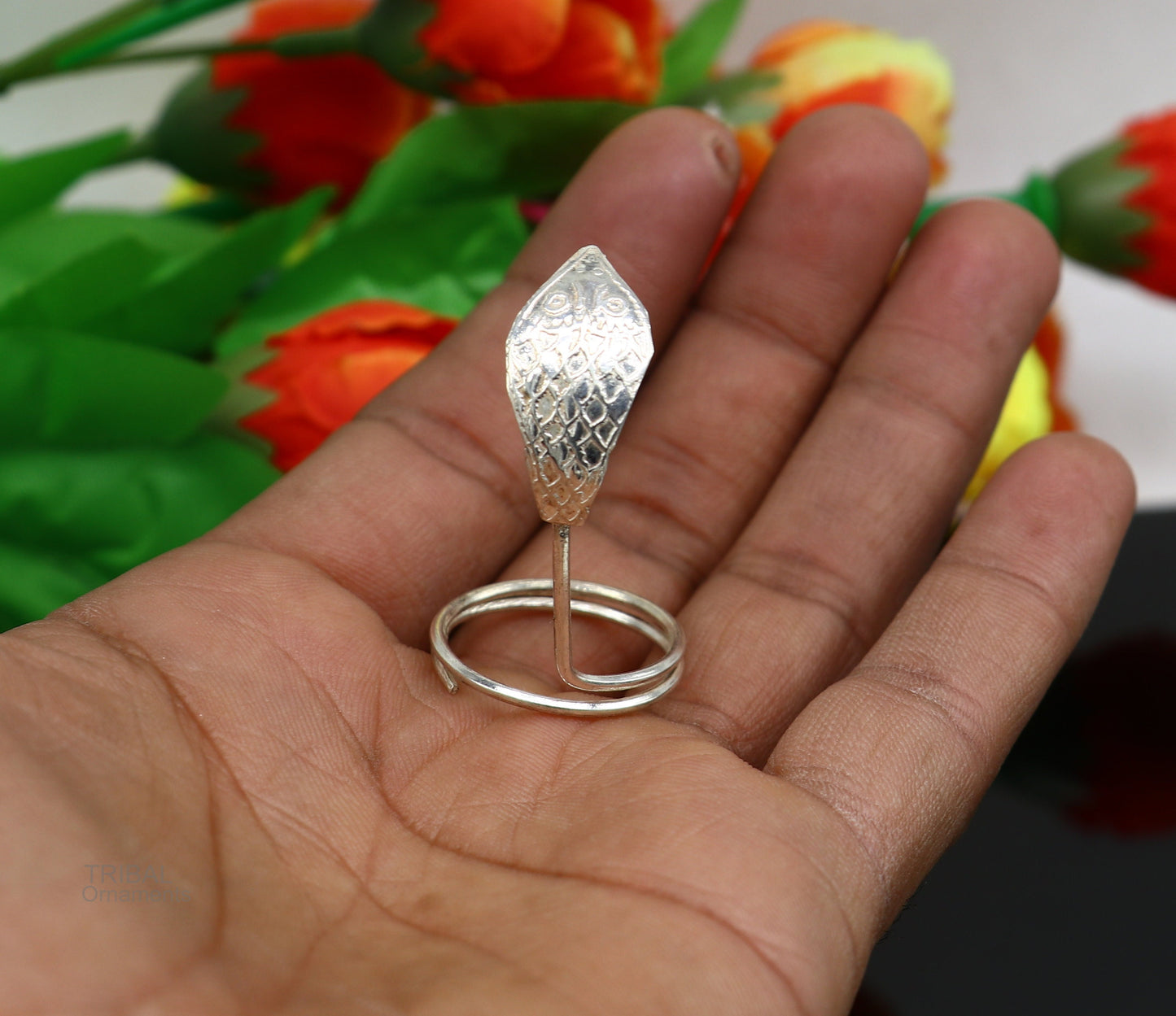 Solid sterling silver handmade fabulous vintage antique mini snake or shiva snake for puja or worshipping, solid Diwali puja article su603 - TRIBAL ORNAMENTS