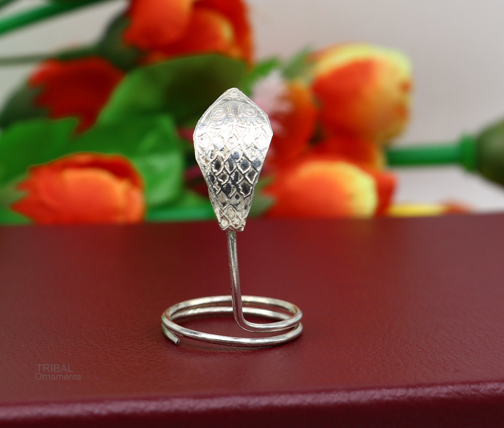 Solid sterling silver handmade fabulous vintage antique mini snake or shiva snake for puja or worshipping, solid Diwali puja article su603 - TRIBAL ORNAMENTS