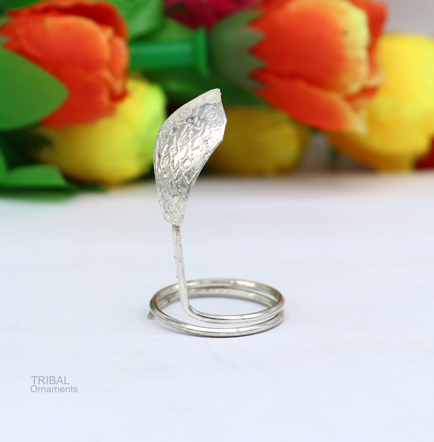 Solid sterling silver handmade fabulous vintage antique mini snake or shiva snake for puja or worshipping, solid Diwali puja article su603 - TRIBAL ORNAMENTS